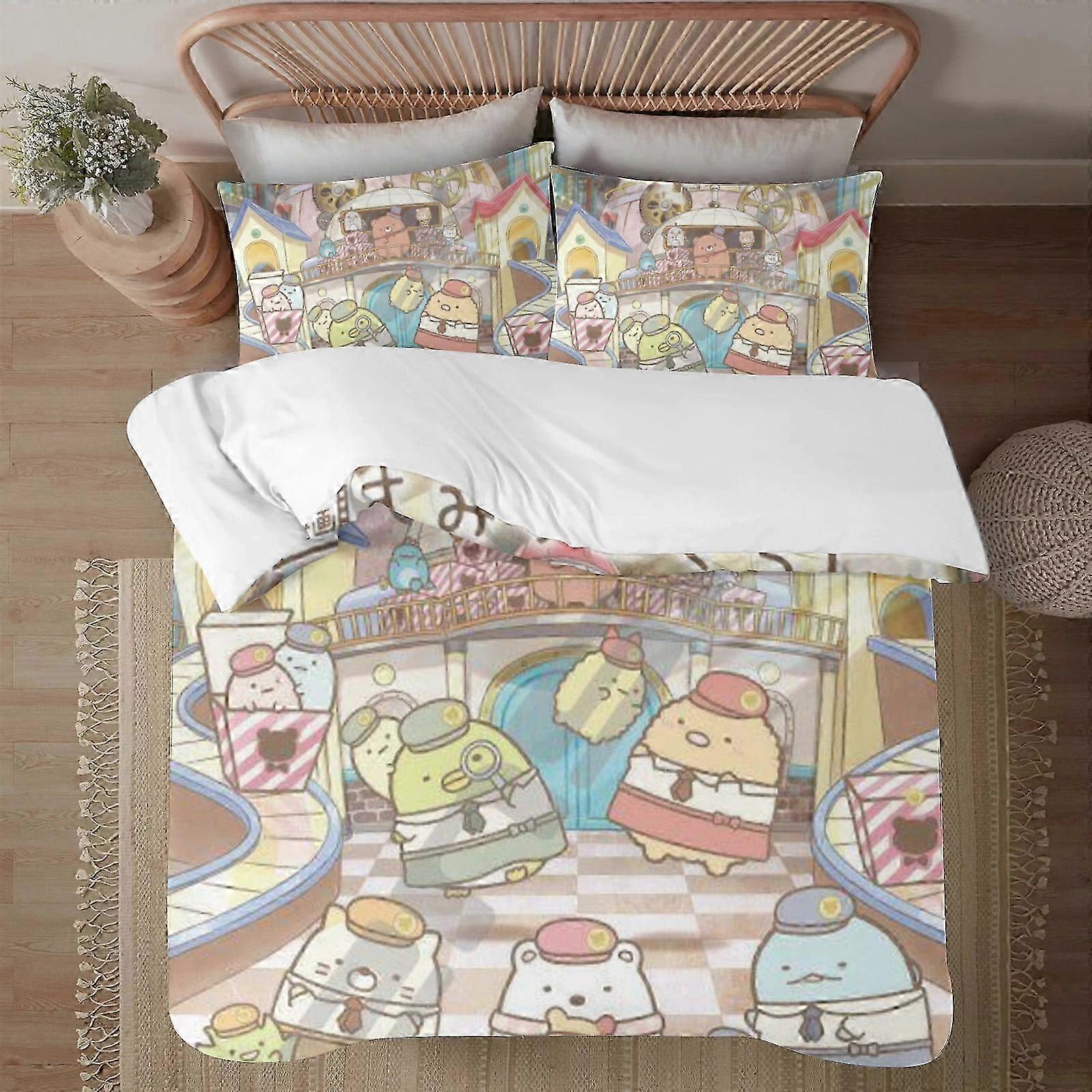 n201 Bed Sheets Sumikko Gurai Soft3D Printed Duvet Cover Bedding Set with Comforter Cover3 Piece Set Includes Pillowcases and Cover Mhine (1 Duvet C