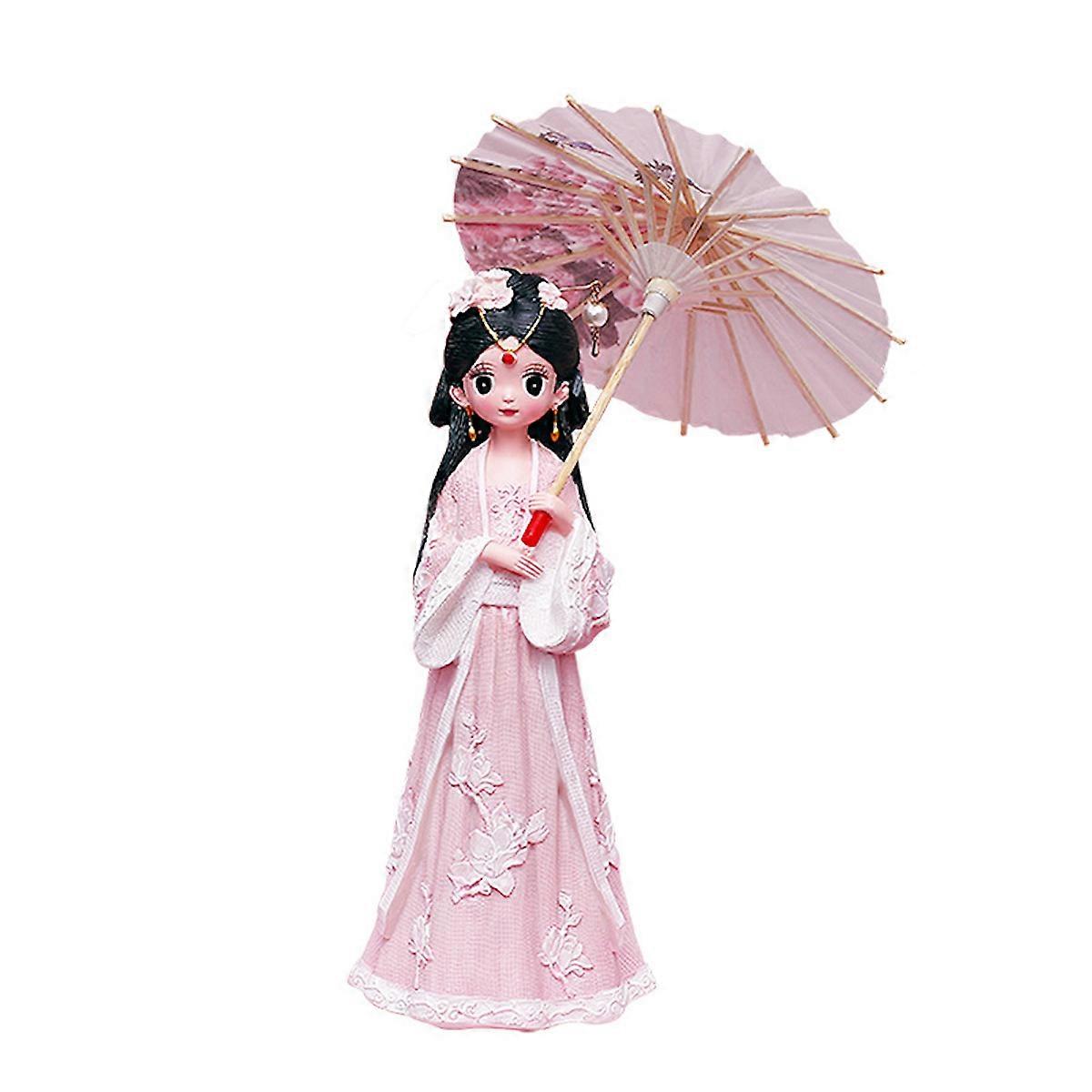 Chinese Ancient Shy Lady with Umbrella Figure Toy Ornaments