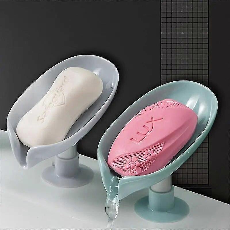 2pcs Drain Soap Holder Leaf Shape Soap Box Suction Cup Tray Drying Rack for Shower Sponge Container Banmo