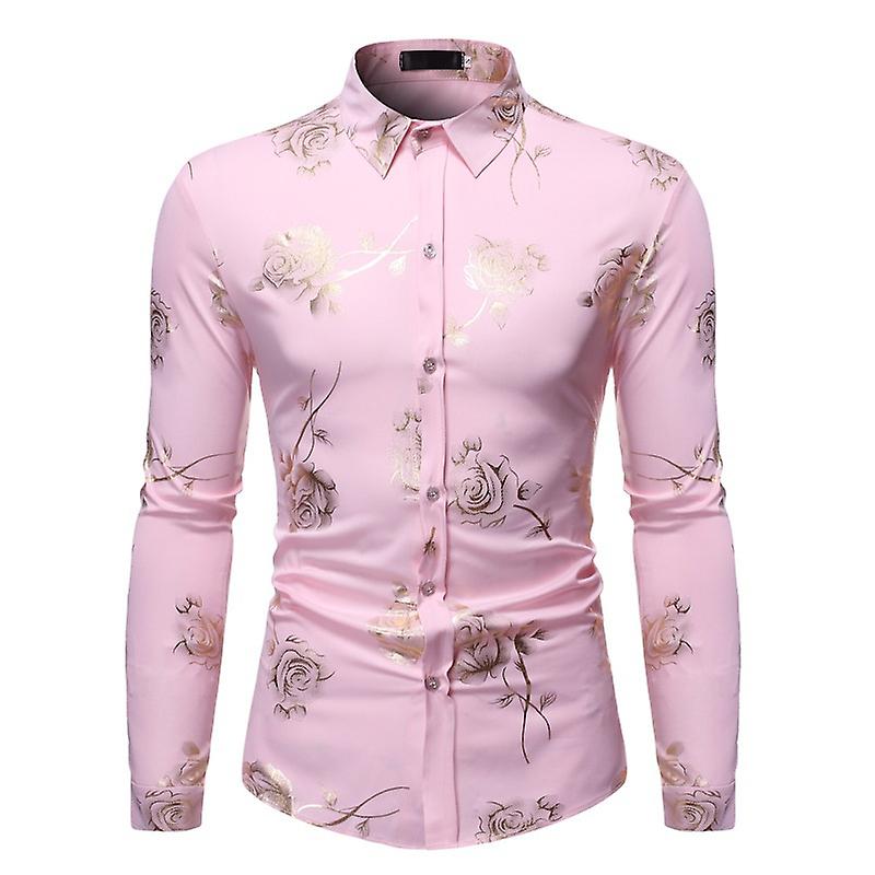 Men Slim Fit Flower Print Shirt