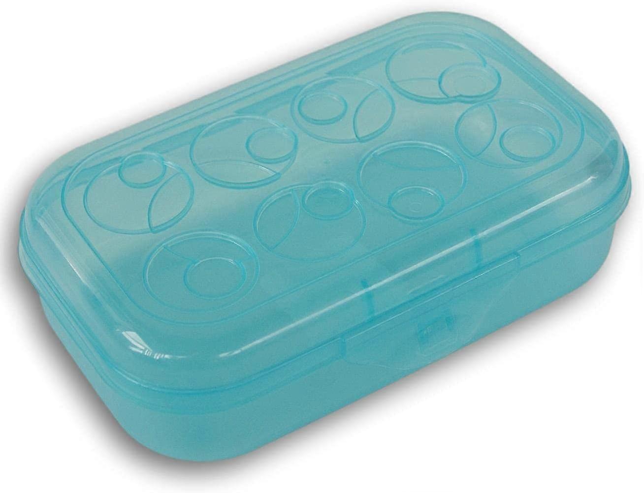 Snap-Close Pencil Case Box Circle Patterned Lid - Blue