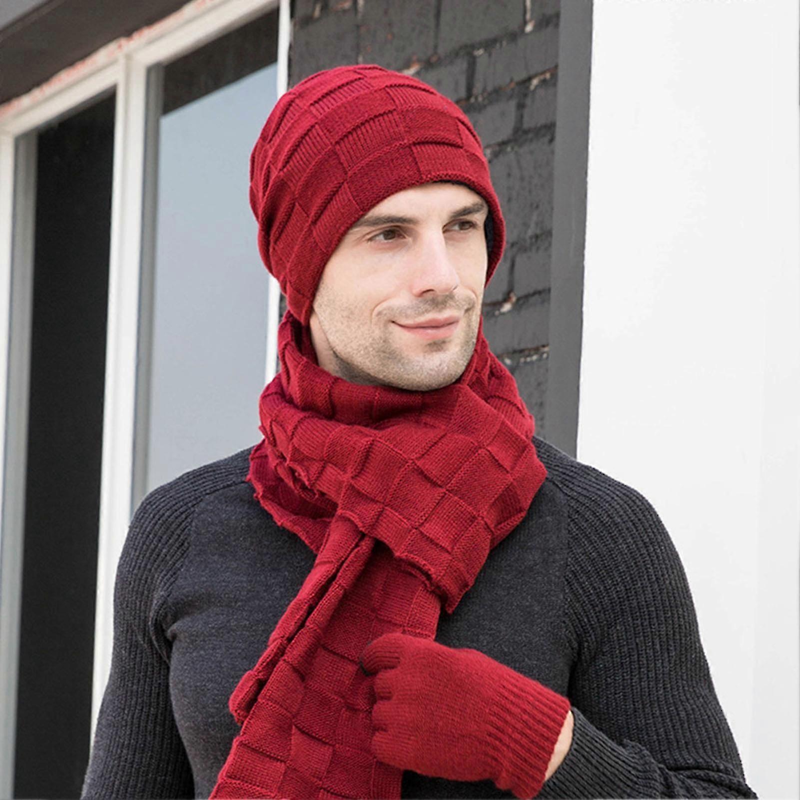 Bequemer Laden Hommes Hiver Chaud Bonnet Tricot Longue Echarpe Gants Tactiles Ensemble pour Temps Froid Cadeaux Homme Bequemer Laden Hommes Hiver Chaud Bonnet Tricot Longue Echarpe Gants Tactiles Ensemble pour Temps Froid Cadeaux Homme