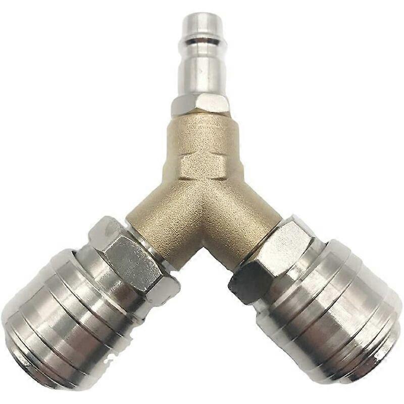 Compressed Air Connector, Compressed Air Switch, with Two 1/4" Threaded Connectors, Made of Rust Resistant Brass