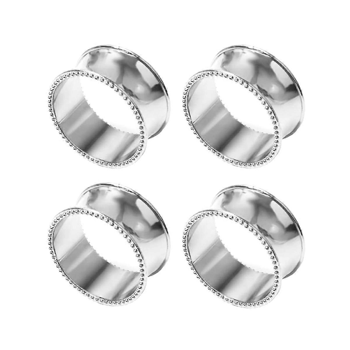 4PCS servietringe, servietholderring, hamret design servietter spænde til bryllup, sølv