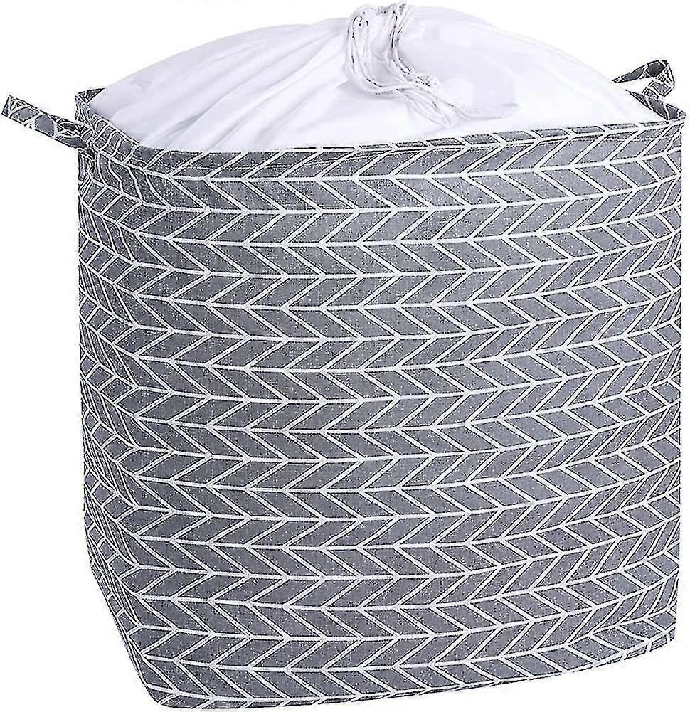 100l Large Collapsible Laundry Baskets With Handles Grey Drawstring Laundry