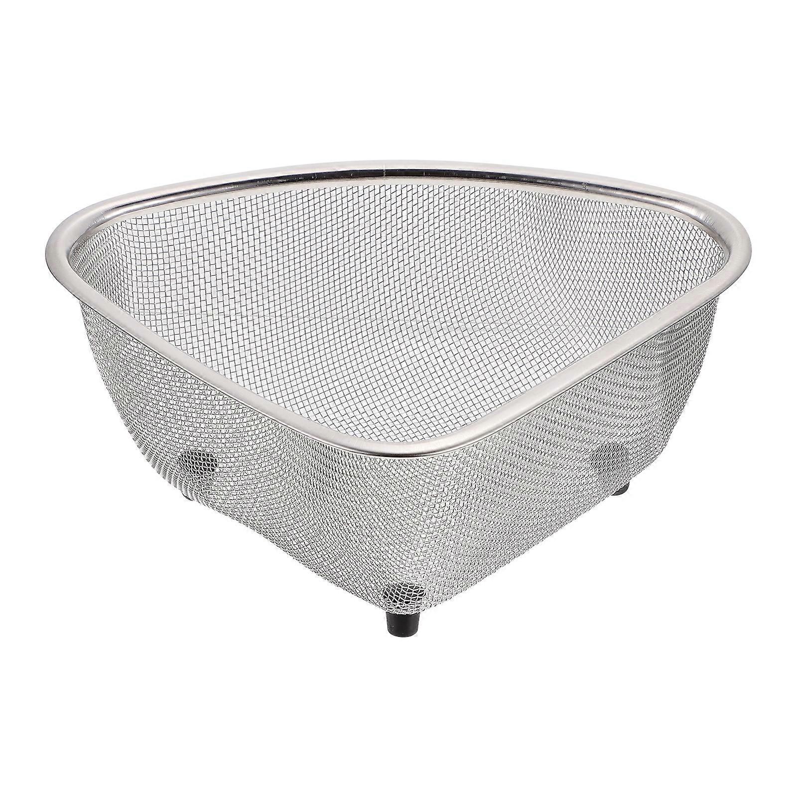 Stainless Steel Colander Strainer Mesh Strainer Corner Mesh Colander Sink Storage Holder Strainer Basket Triangular Sink Drainer