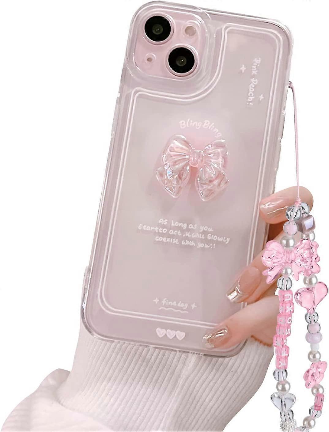 Compatible for iPhone 12 Cute 3D Pink Bowknot Slim Clear Aesthetic