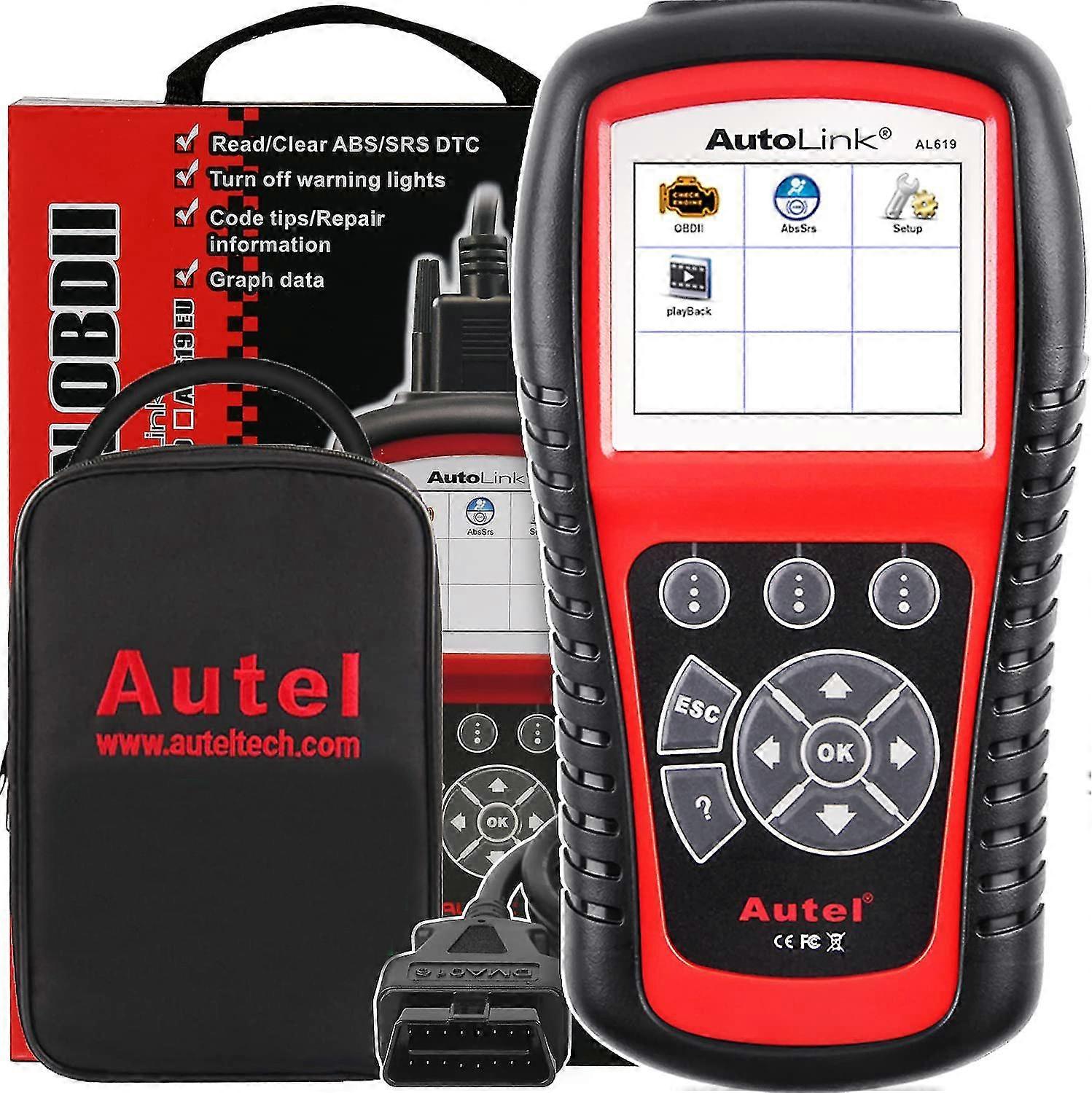 Autel Autolink Al619 Obd2 Abs Srs Airbag Auto Diagnostic Tool Obdii kodläsare Scanner