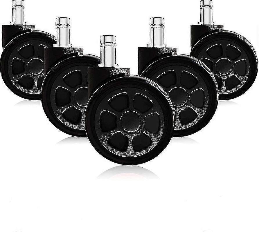 Gaming Chair Casters, Replaceable Replacement Wheels With Anti-fall Function And Smooth Gliding (5 Pieces/set, Black)