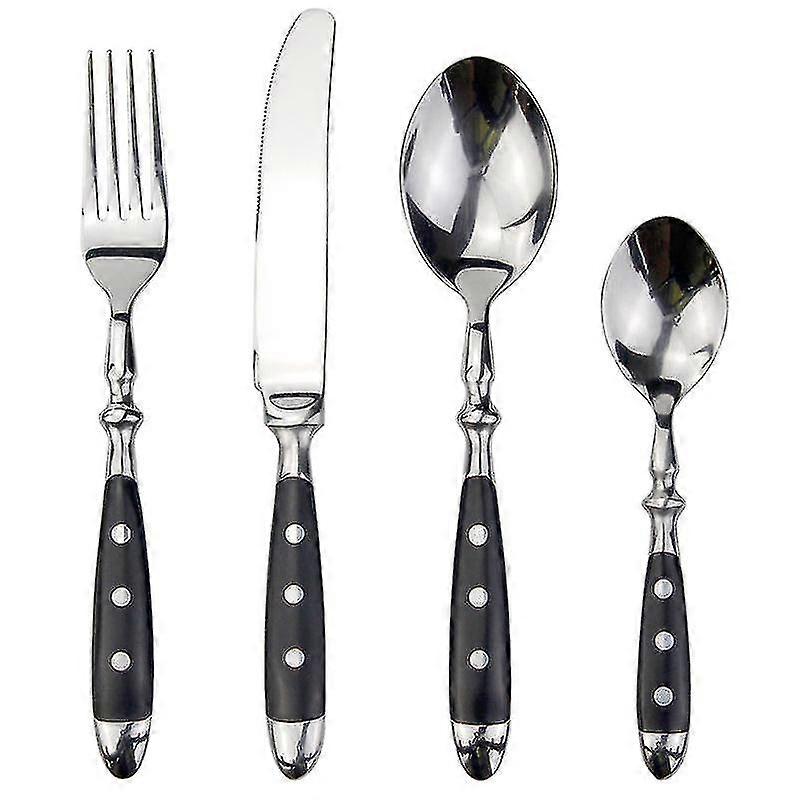 Classic elegant resin rivets handle style stainless steel western cutlery 4 in 1 set delicate utensils dinnerware for home