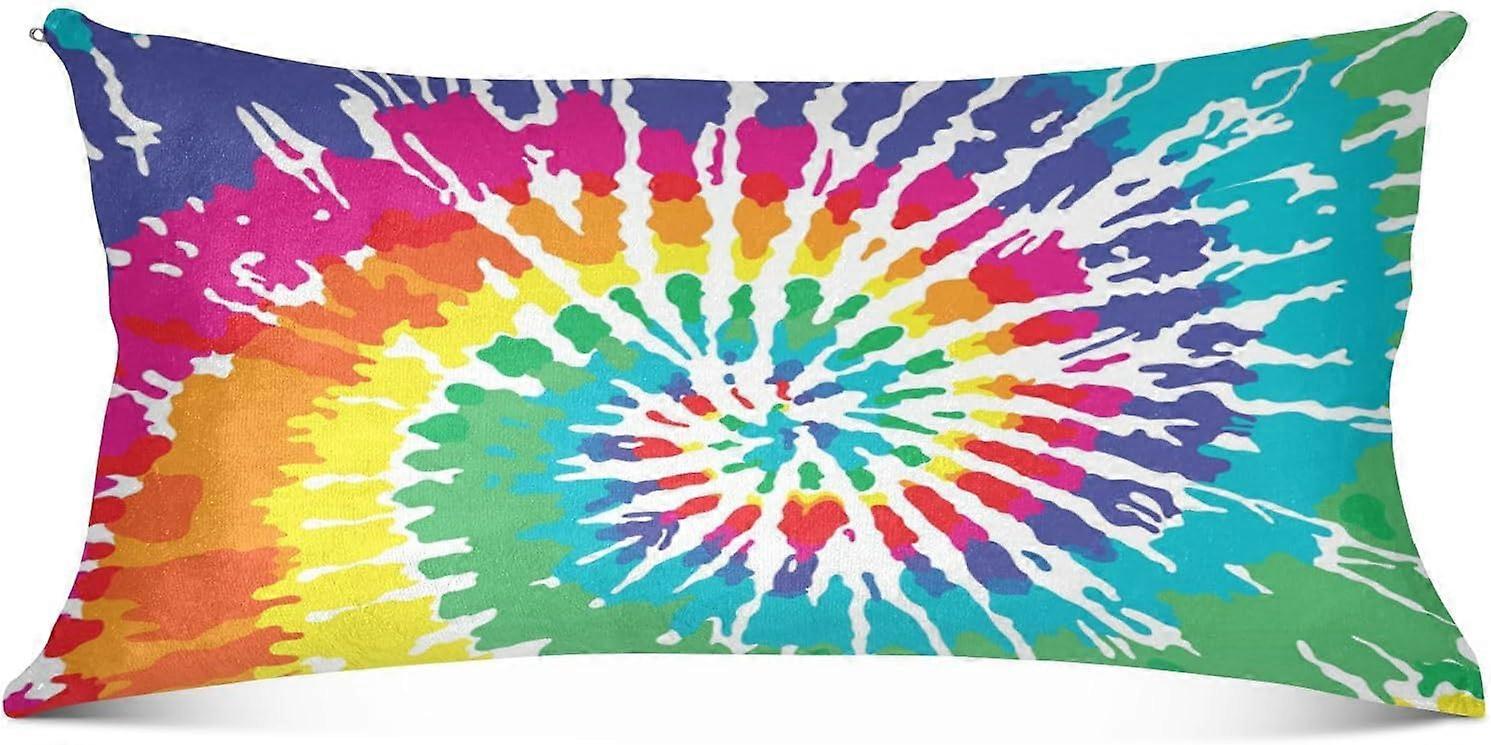 Capa de Almofada com Zíper Tie Dye Capa de Almofada de Corpo Macio com Zíper Capa de Almofada de Veludo para Travesseiro Longo Almofada Pequena Almofada de Corpo 20x54in