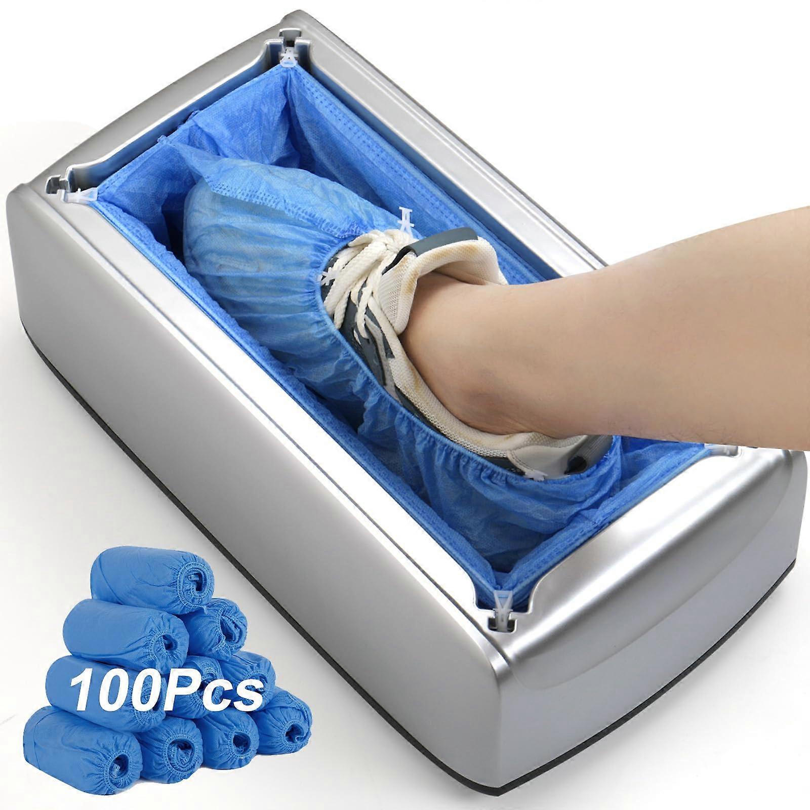 Shoe Cover Dispenser Automatic Machine with 100pcs Disposable Covers and Fits Most Shoes Size, Ideal Indoor Use for Home, Office, Hospital, Factory, L