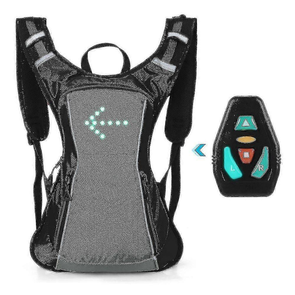 LED Turn Signal Backpack IPX5 Waterproof Reflective Backpack with Direction Indicator USB Rechargeable Safety Light Bag Wireless Remote Control Bicycl