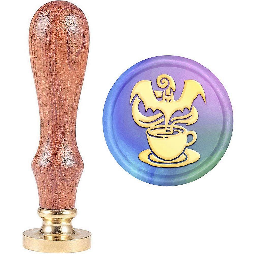 1pc Wax Seal Stamp Set Sealing Wax Stamp Solid Brass Head Wood Handle Retro Brass Stamp Kit Removable for Envelopes Invitations Gift Card Bat Pattern