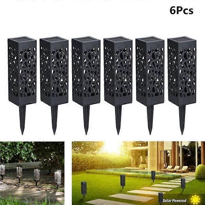 6pcs屋外ソーラーガーデンライトソーラーガーデンボラードソーラーガーデングラウンドボラードスタンド6500Kの屋外ガーデンランプ