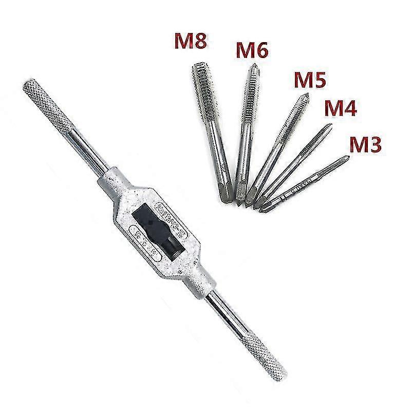 Ratchet Tap, Hand Taps, Adjustable Tap Wrench, T-handle Tap Holder Wrench With 5pcs Hss M3-m8 Metric Thread Tap