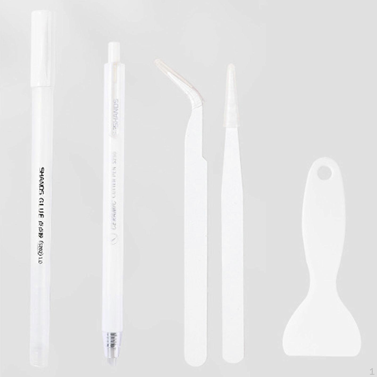 5Pcs Scrapbooking Tools with Glue Tweezer Shovel Cutter Pen for