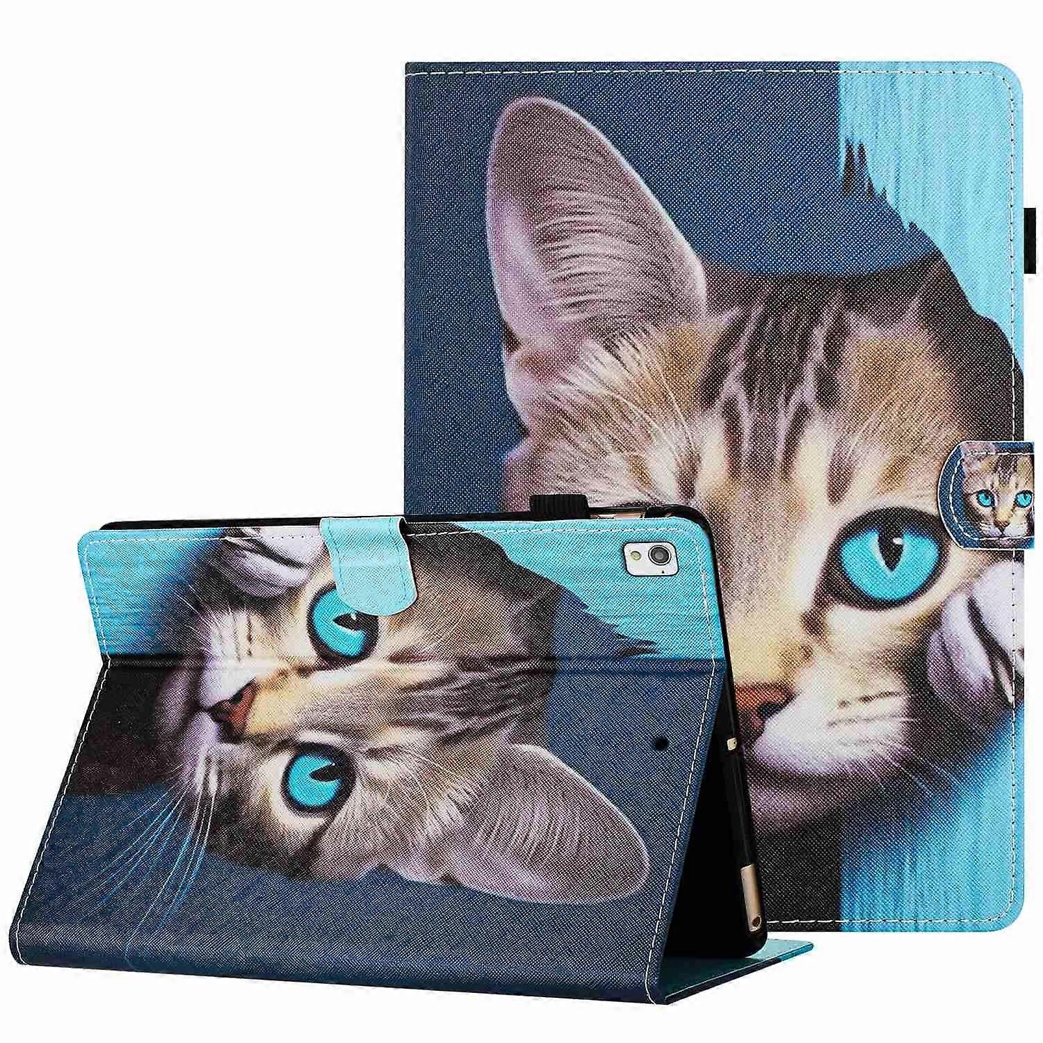 Painted Pattern Stitching Smart Leather Tablet Case