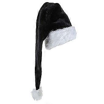 Carnival Santa Claus Chunky Beanie with Pompom Black Color Adult Warm Velvet Christmas Hats for Women Men Kids Gift  30 150cm