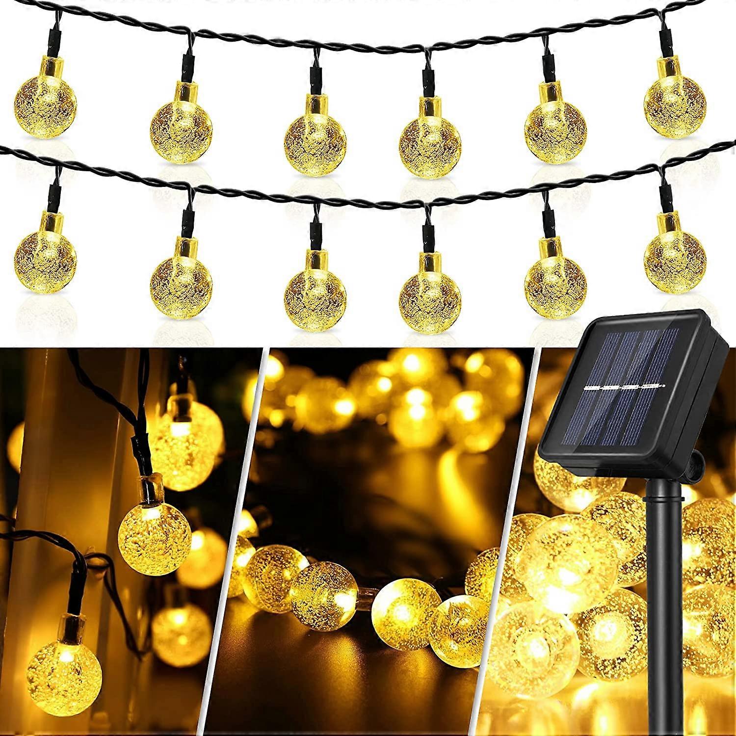 6M Solar Lamp Crystal Ball LED String Lights Flash Waterproof Fairy Light Outdoor Garden Christmas Wedding Decoration