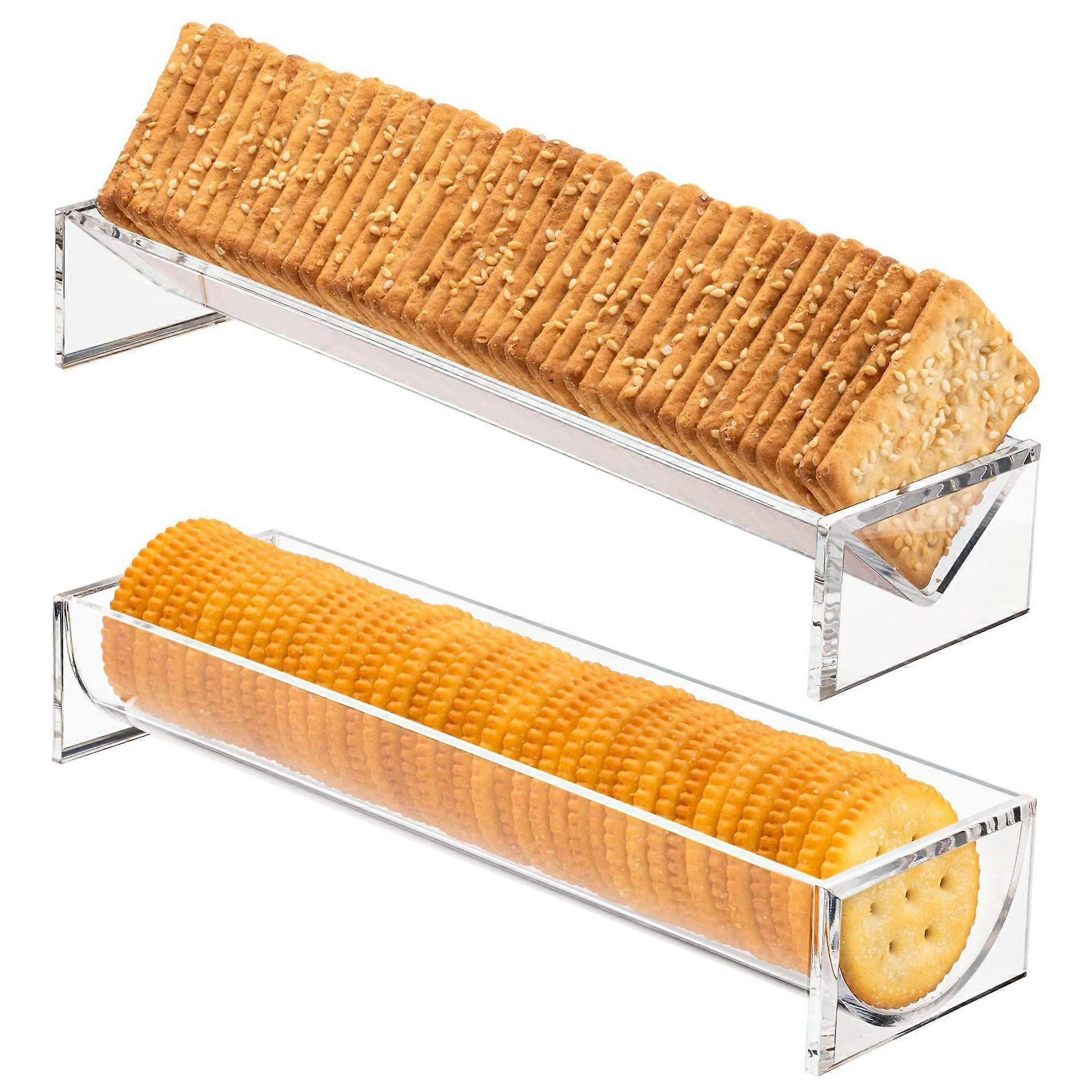 2 Pcs Clear Cracker Tray compatible Serving Rectangular Cracker Holder Acrylic Serving Tray Food Display Stands compatible Party Biscuit Cracker Dish 