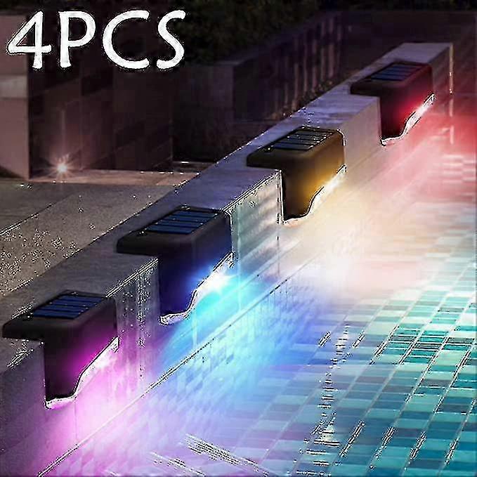 4-Pack Solar Color-Changing Waterproof Lights for Pool Side, Yard & Stairs