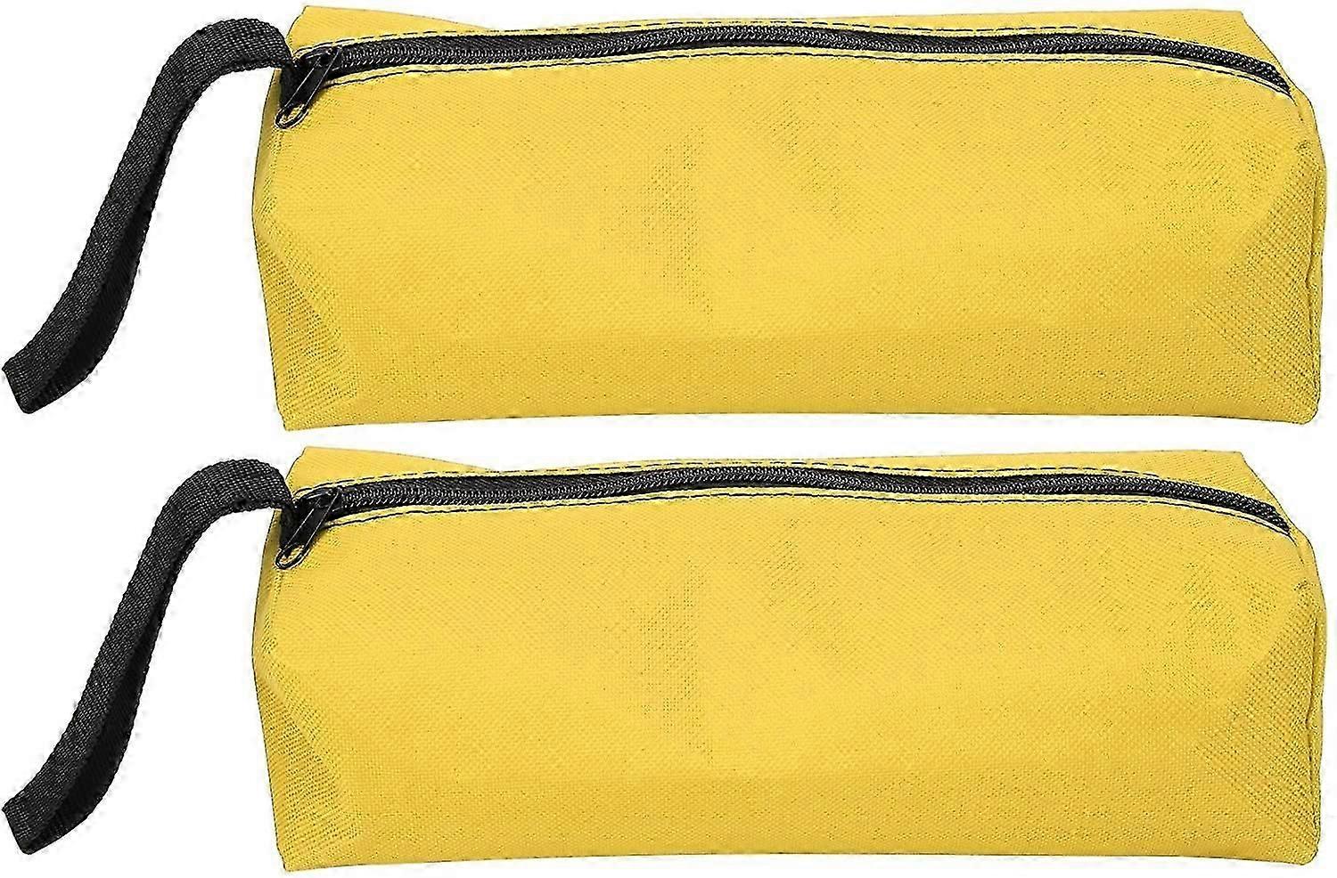 2 Pieces Empty Tool Bag Small Portable Tool Bag Tool Storage Bag Canvas Multifunctional Tool Bag Zippered Multipurpose Organizer (Yellow)