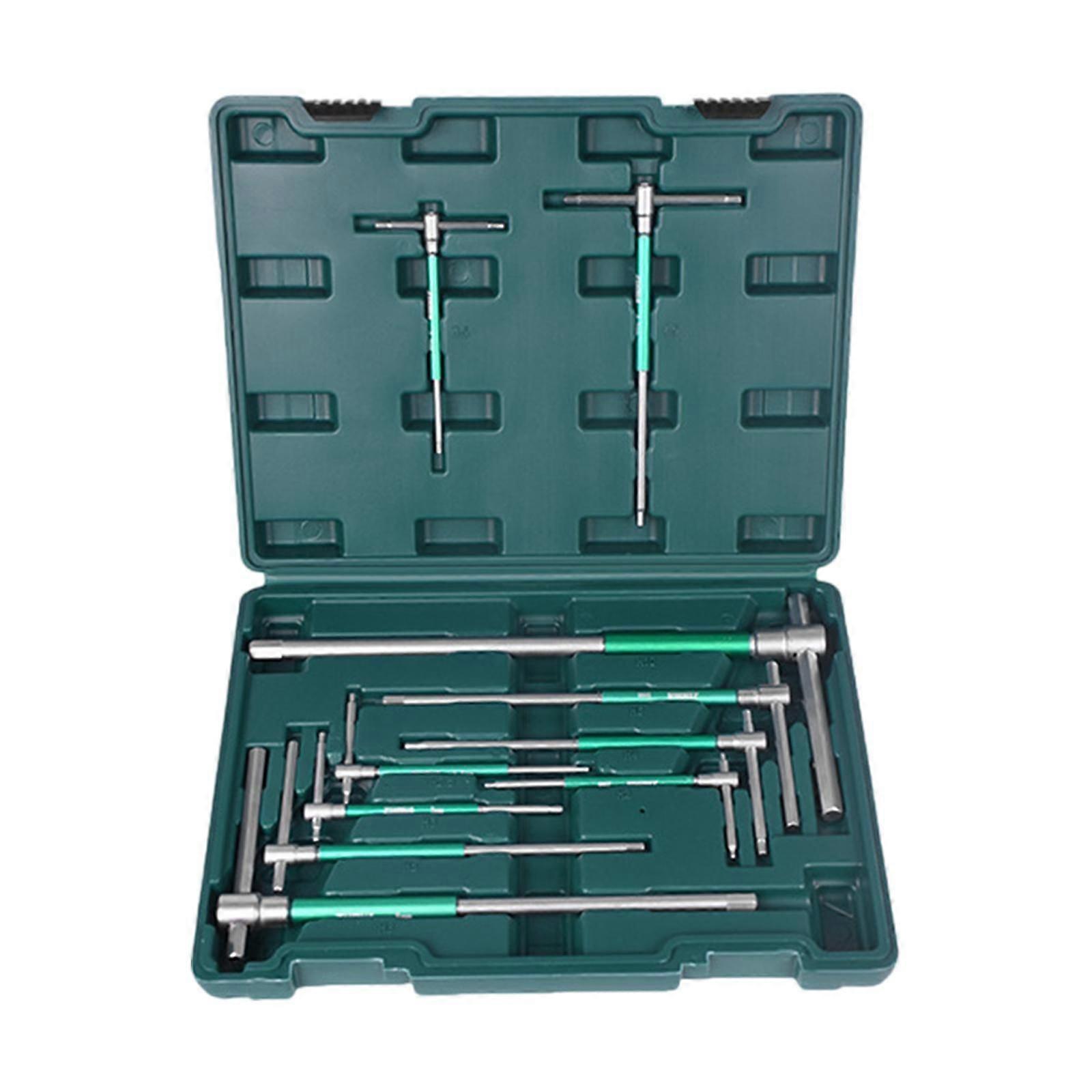 T Handle Hex Wrench with Rotating Sleeve Nonslip Professional Metric Sliding 10pcs