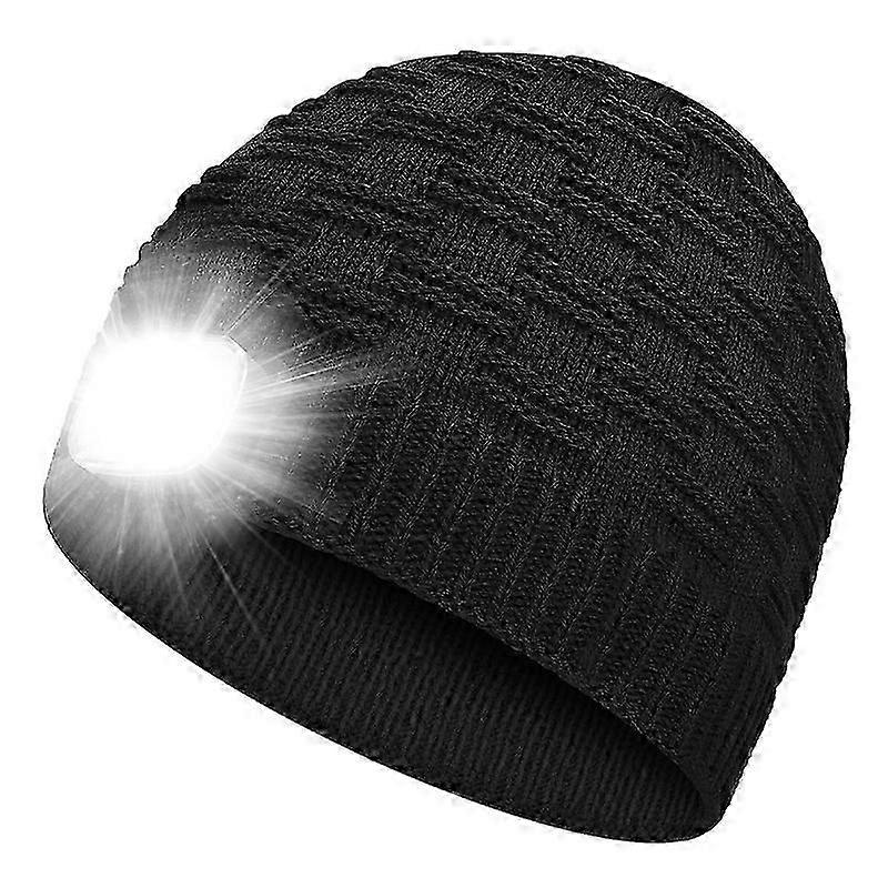 LED Outdoor Lighted Beanie Hat, Rechargeable & Washable Winter Cap