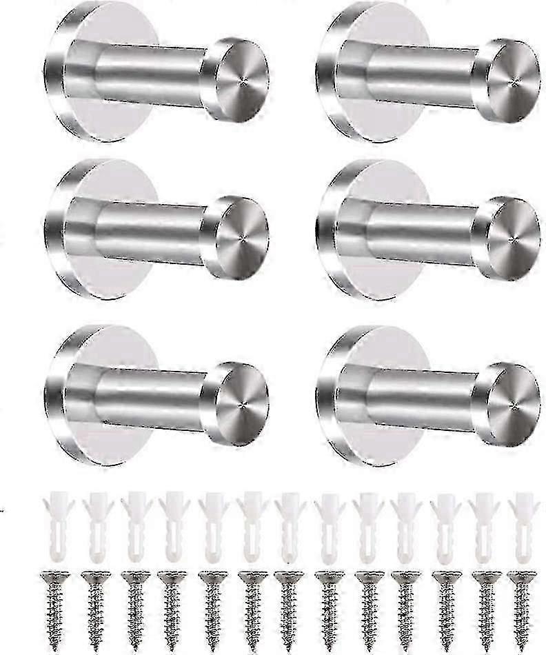 6 قطع الفولاذ المقاوم للصدأ الجدار الخيالة معطف الرف جولة الجدار هوك الفولاذ المقاوم للصدأ منشفة هوك الحمام رداء هوك مع المسمار ووتد لقبعة أردية الحمام بيدرو