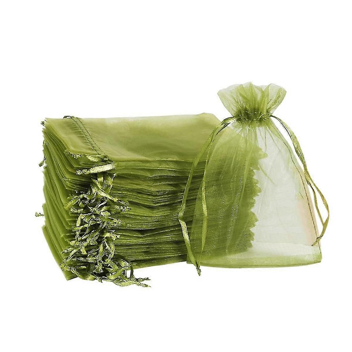 100 stk fruktbeskyttelsesposer (4x6 tommer) grønn nettinglokkpose Snorsnornett for fruktbeskyttelse V