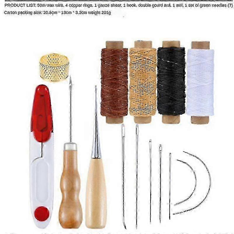 Professional Leather Craft Tools Kit: Hand Sewing, Stitching, Punch & Carving