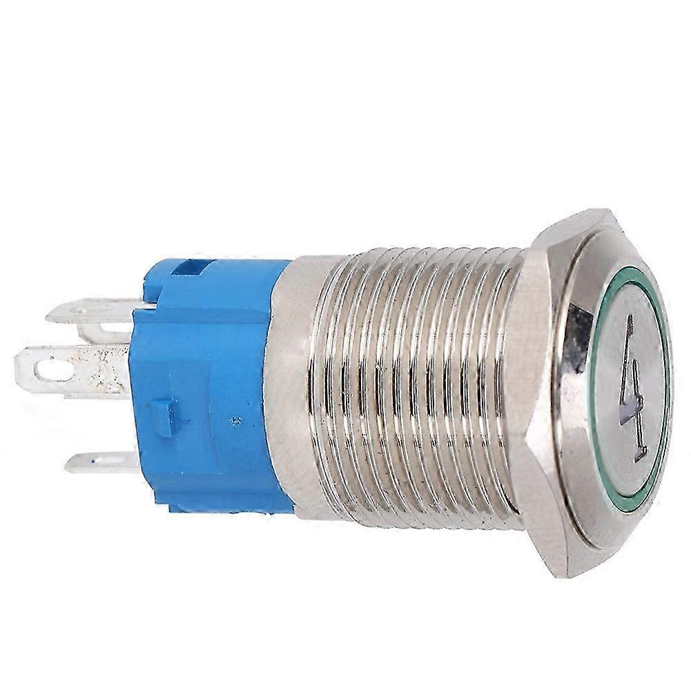 2PCS 5 Pin Metal Push Button Switch 16mm Flat Head Self Reset Switch With Light Number 4(220VAC Green)
