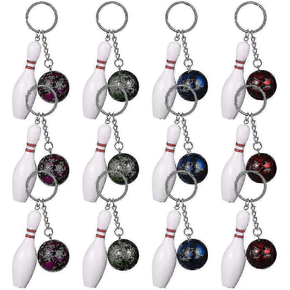 12pcs Decorative Bowling Keychains Bag Backpack Hanging Keychains Decors Small Bowling Keychains
