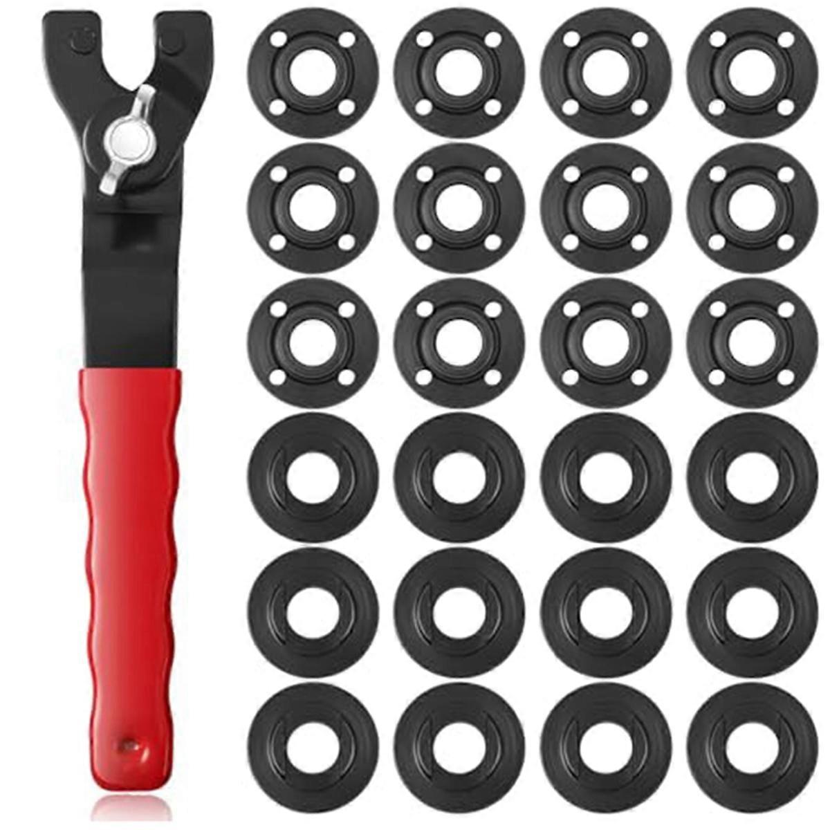 25PCS Angle Nut Angle Grinder Wrench Kit 5/8 Inch -11 Flange Metal Lock Nut Wrench Compatible with / Red