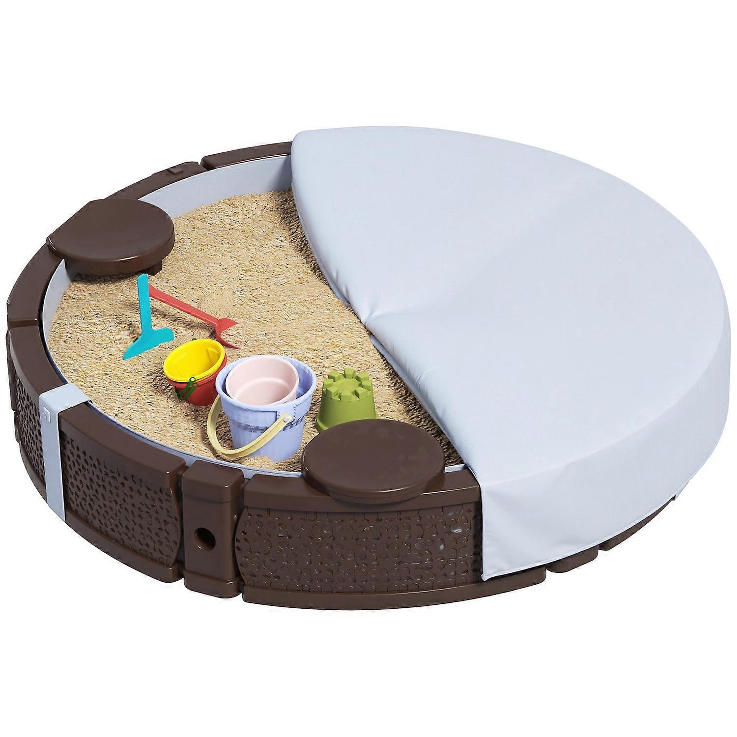Sandpit, Sandpit Sandpit with 3 Seats, Waterproof Base, Weatherproof Protective Tarpaulin, for 1