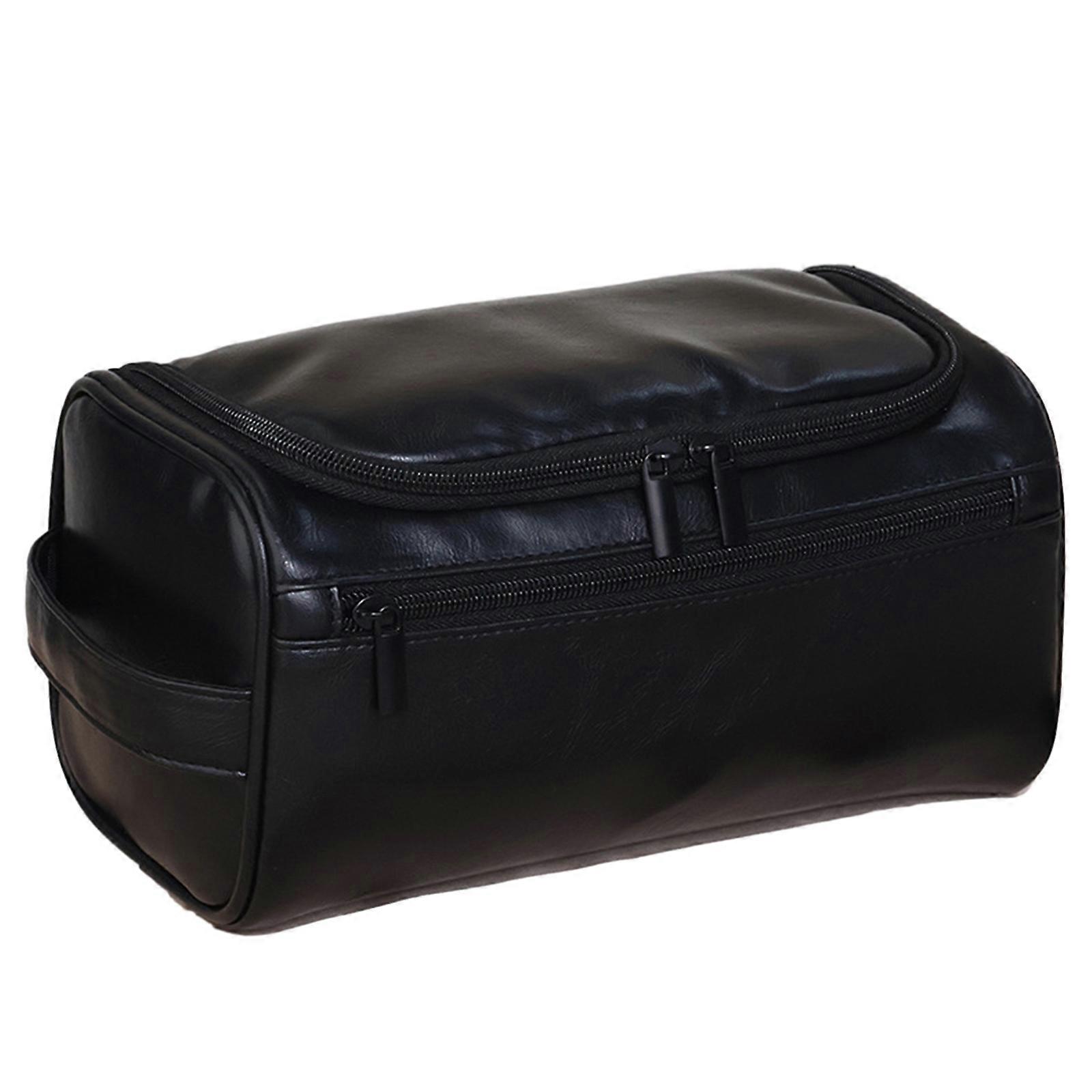 化粧バッグトイレタリーバッグ防水化粧オーガナイザーバッグパーソナルケア美容化粧品ハンドバッグ大容量PUブラック