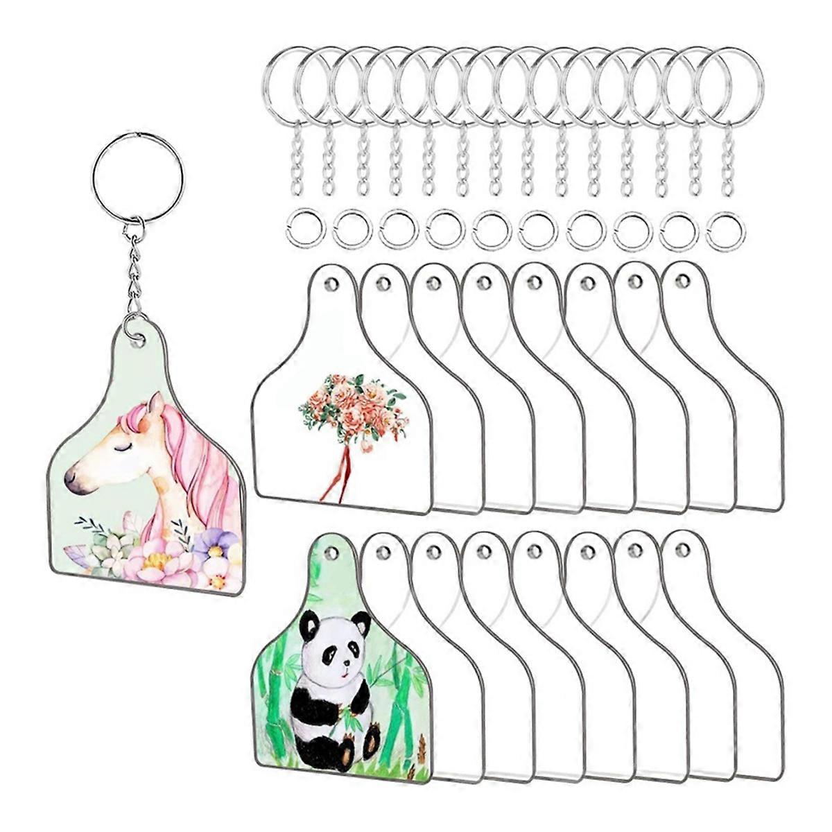 90PCS DIY Transparent Acrylic Keychain Pendant Decoration Set,C