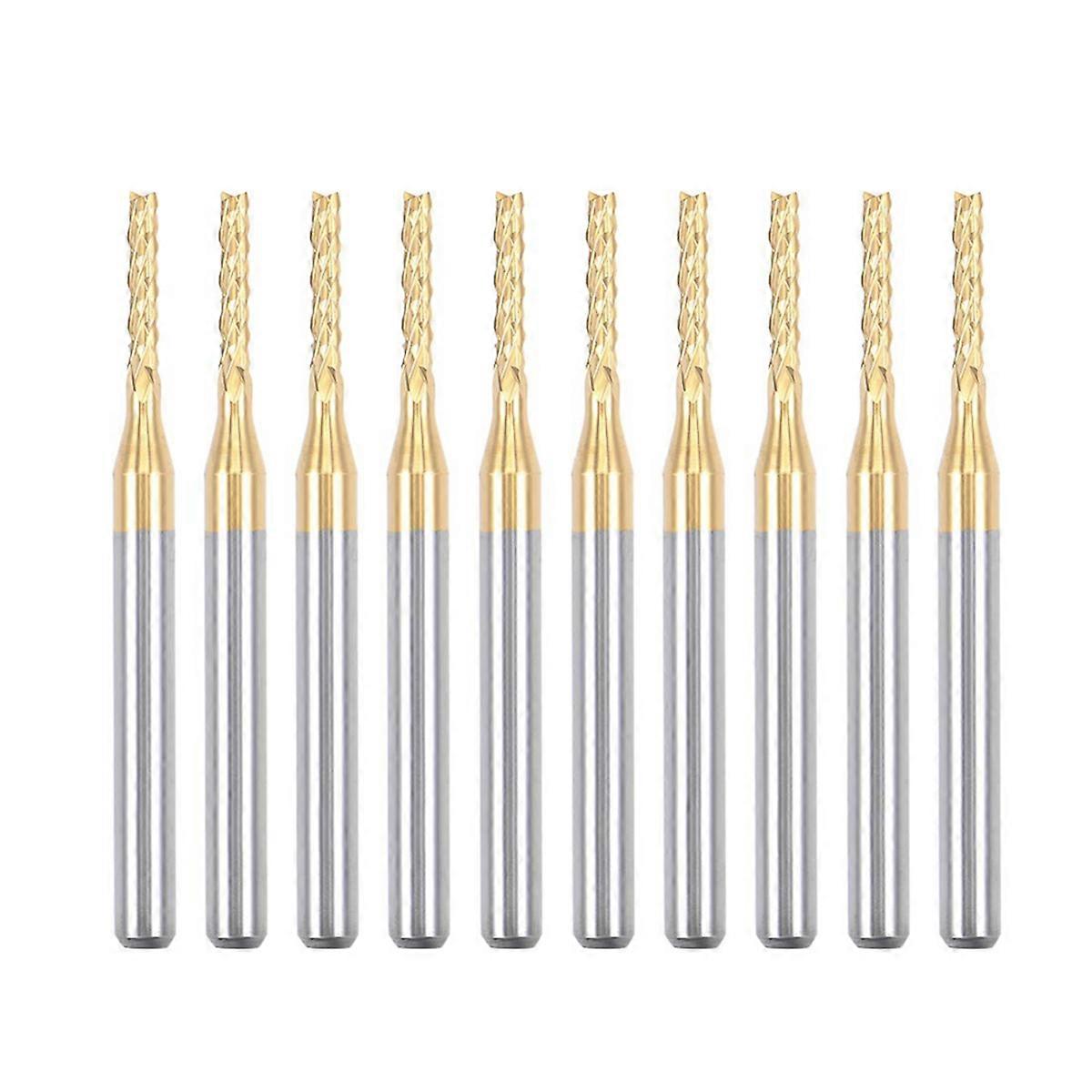 10PCS Titanium Coat Carbide For PCB Machine, 1/8 Inch Shank 1.6Mm