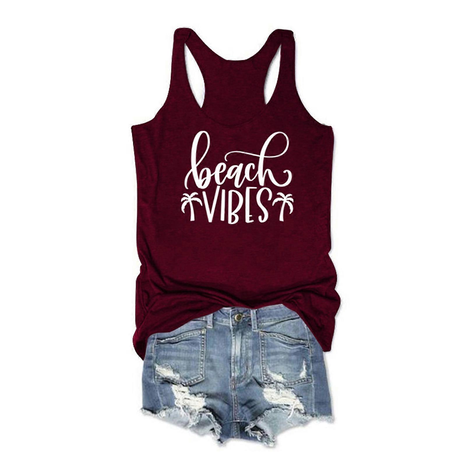 Women's Coconut Tree Beach Tank Top - Loose Fit Summer Shirt For Vacation, Running, Yoga - View #4