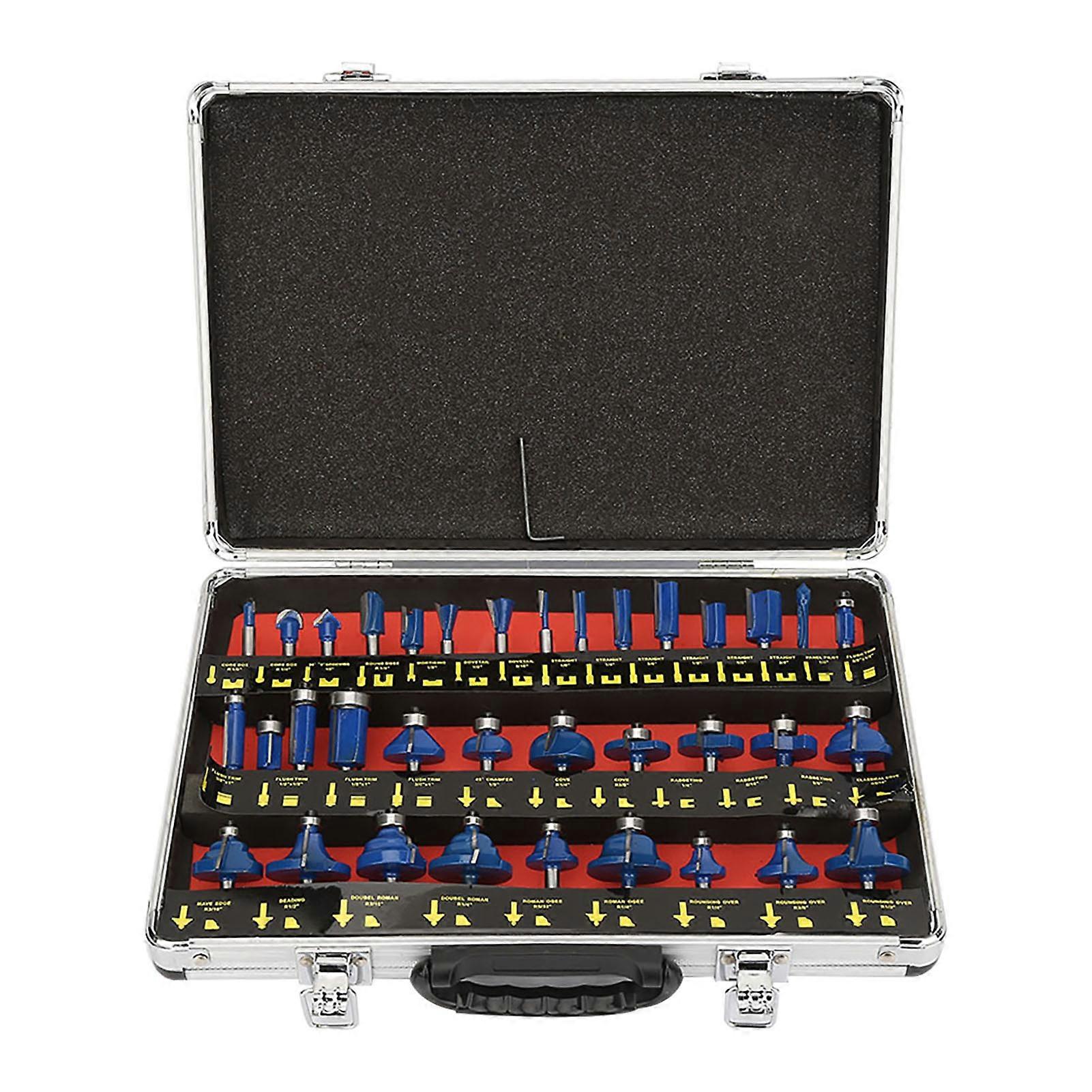 35pcs 1/4 Router Bits Set Professional Shank Tungsten Carbide Router Bit Blue