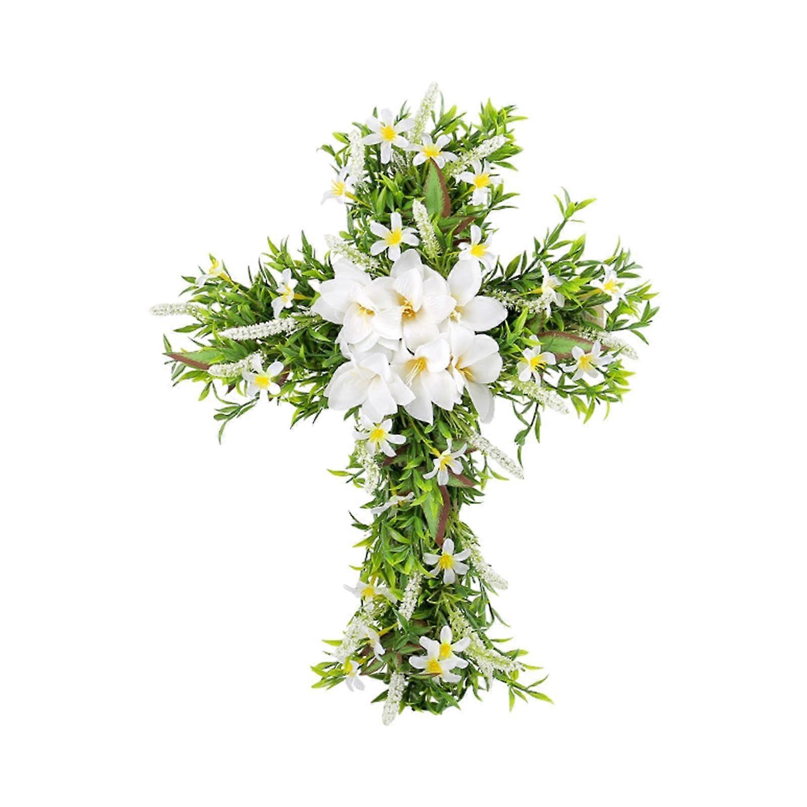 Easter Cross Lily Wreath Artificial Flower for Farmhouse Home Decor