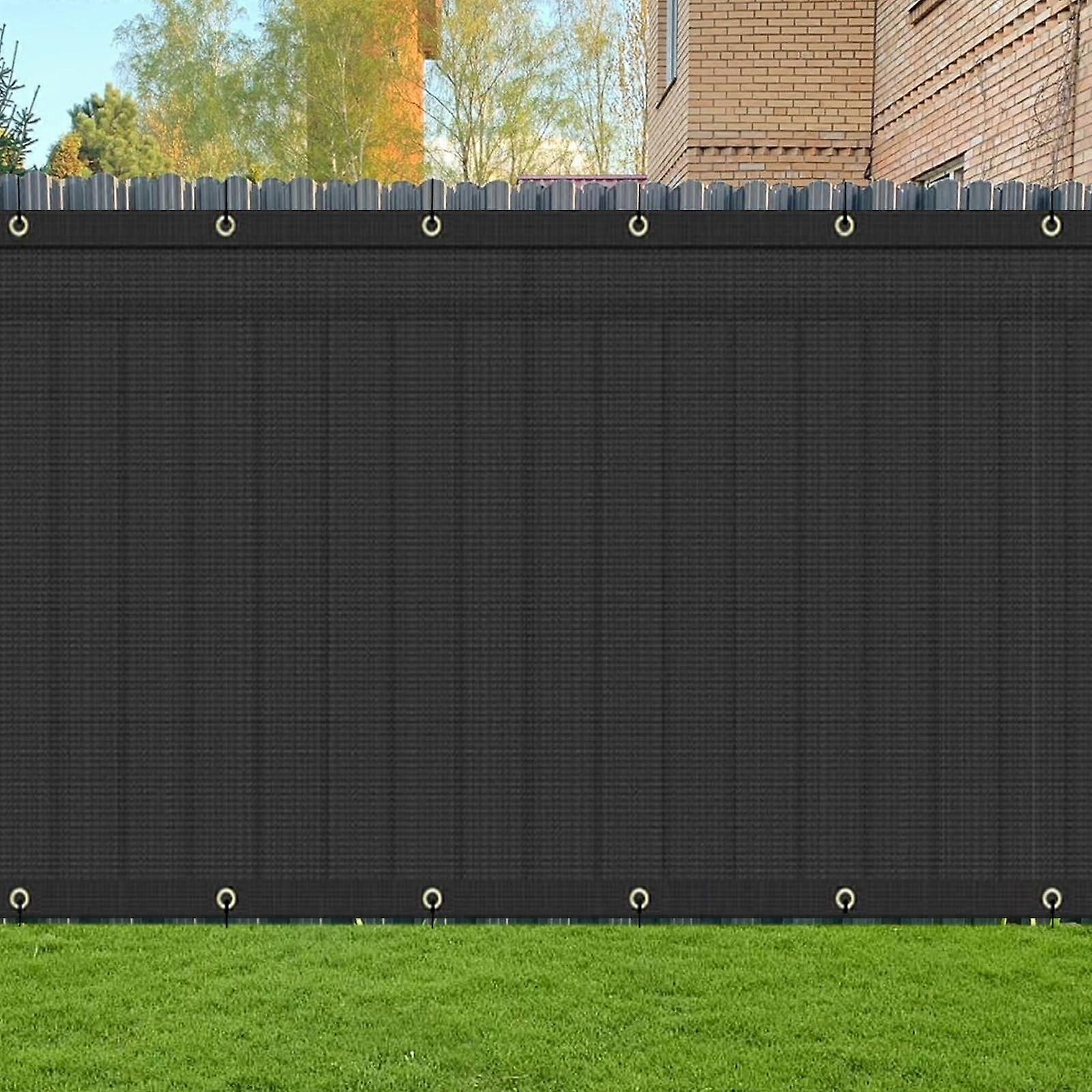 ZGR 6' x 76' Heavy Duty Privacy Fence Screen Net Cloth Tarp, 160 GSM Black Shade Fabric with Brass Grommets and Ties