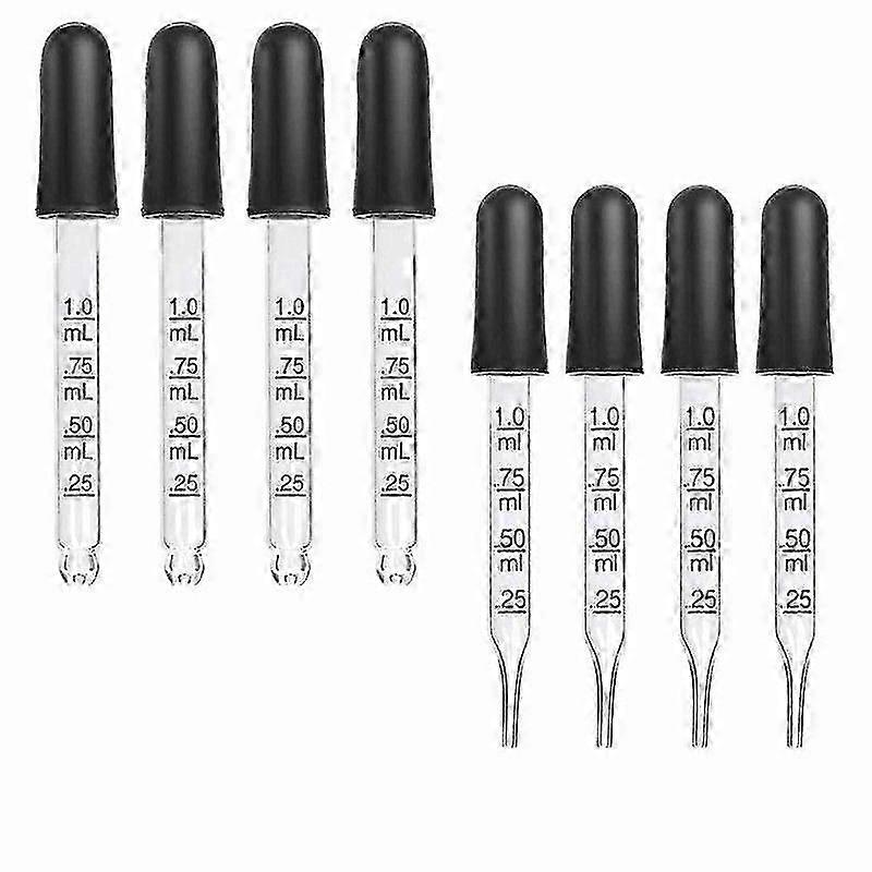 8pcs 1ml Eye Dropper, Glass Dropper with Measurements Pipettes Dropper with Rubber Head Glass Pipette for Medicine