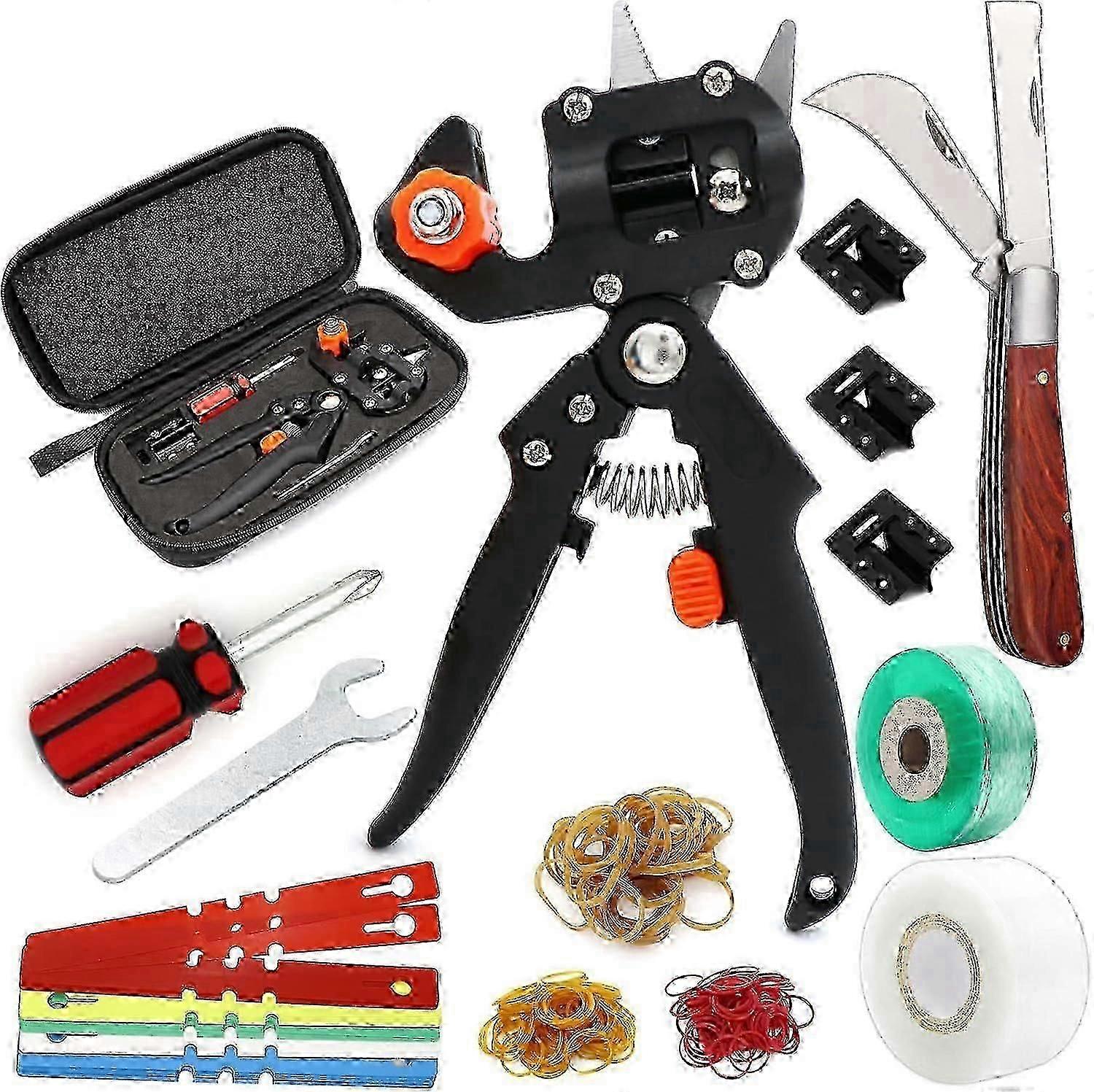 Garden Grafting Tool Kits, 2 in 1 Pruning Tools Including Grafting Knife Replacement Blades Grafting Tapes Rubber Bands and Labels for Plant Branch Vi