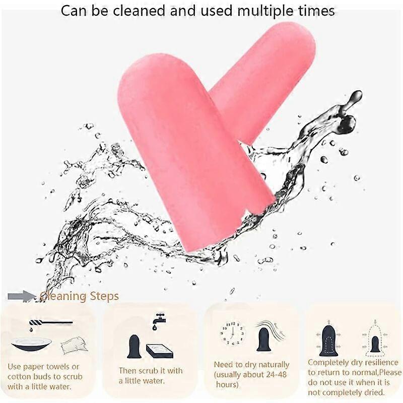 Soft Foam Earplugs, 38dB Highest SNR, 60 Pairs Comfortable Reusable Earplugs for Sleeping, Snoring, Studying (Pink)