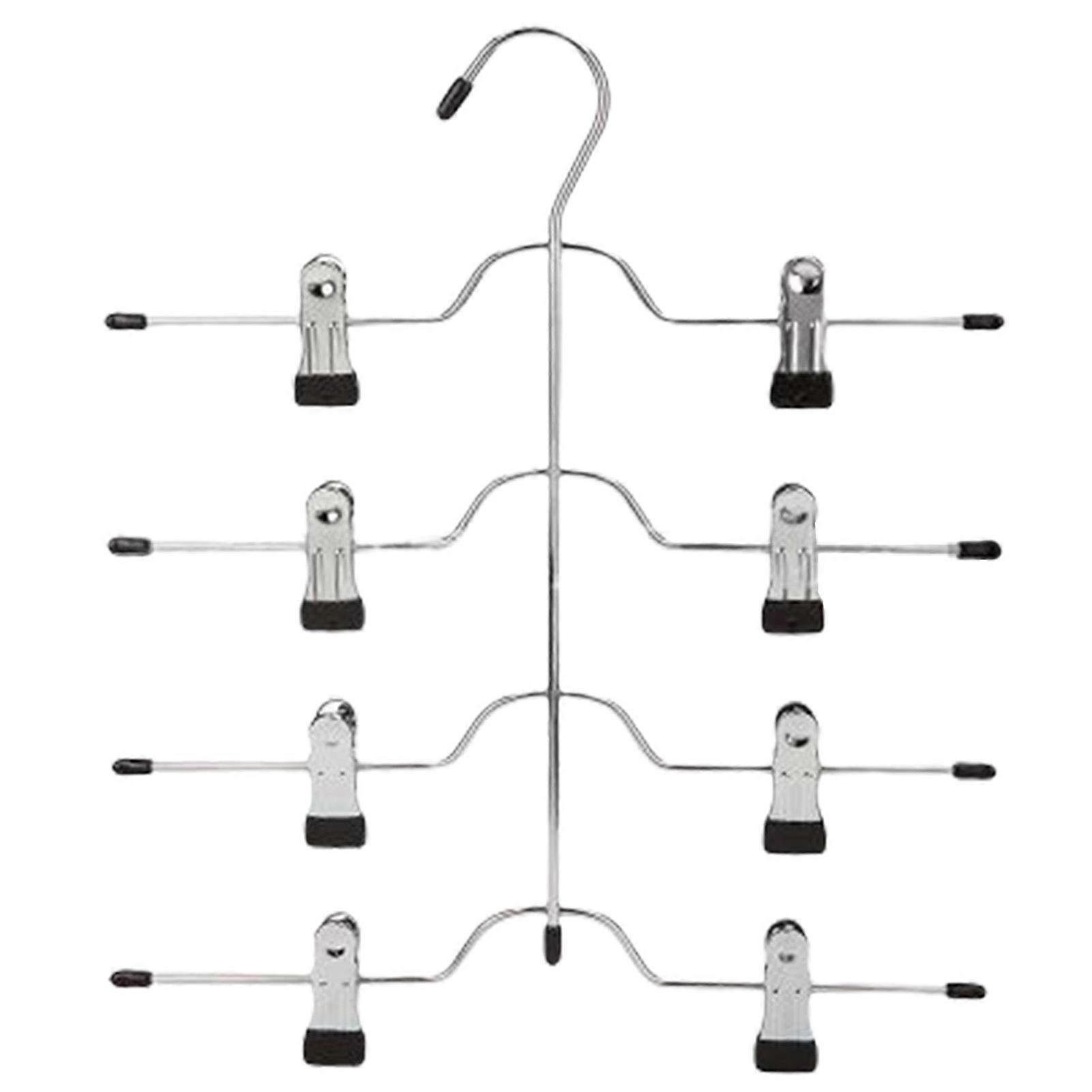 Multilayer Pants Rack with Clips Space Saving 4 in 1 Tops Hanger for Home Wardrobe Closet