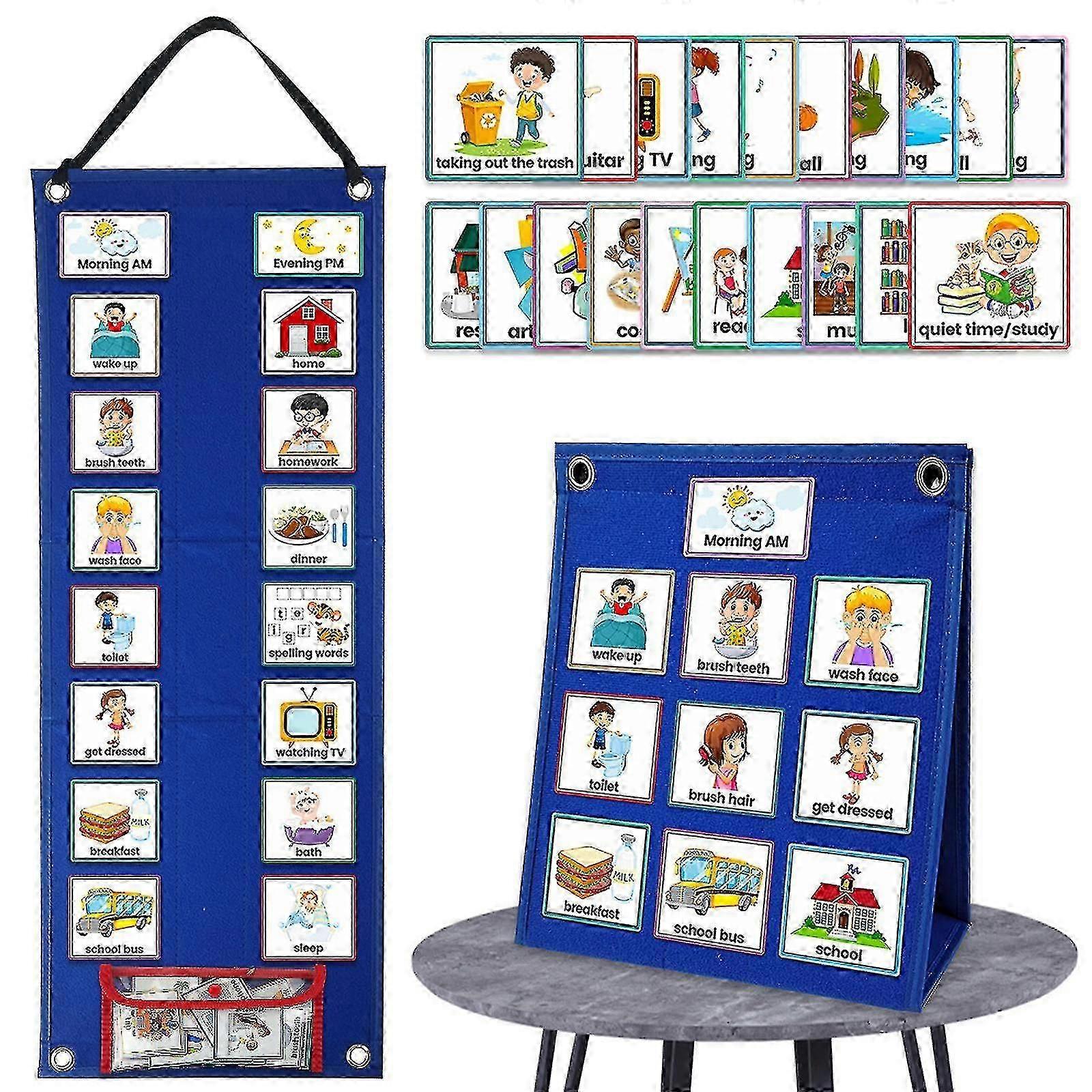 2 In 1 Autism Daily Chore Routine Charts School Kids Visual Schedule Calendar