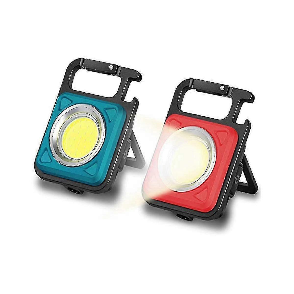2 Pcs Multi-functional Mini Cob Key Chain Work Light, Suitable For Hiking, Camping, Survivals And E-haoyi