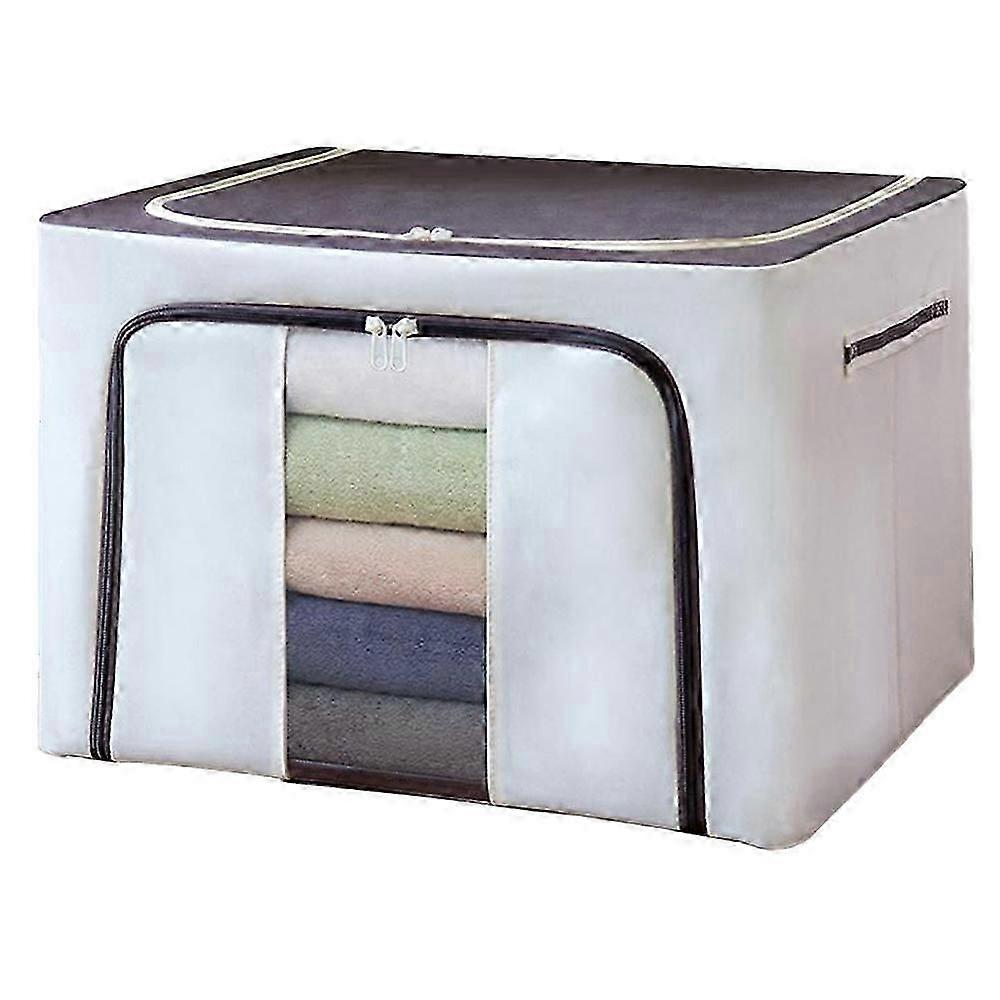 Storage Bins, Foldable Stackable Container Organizer Set With Large Window & Carry Handles Beige